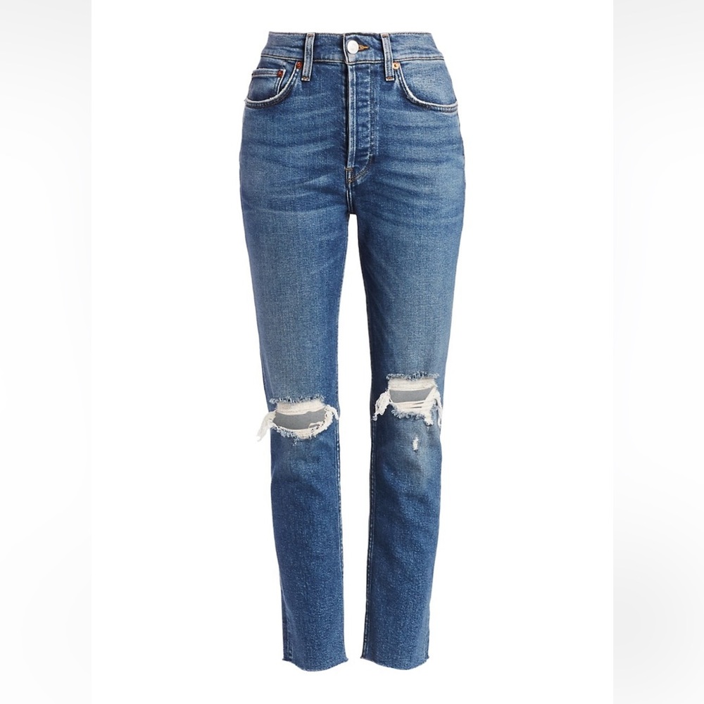 Re/done High Rise ripped skinny ankle jeans